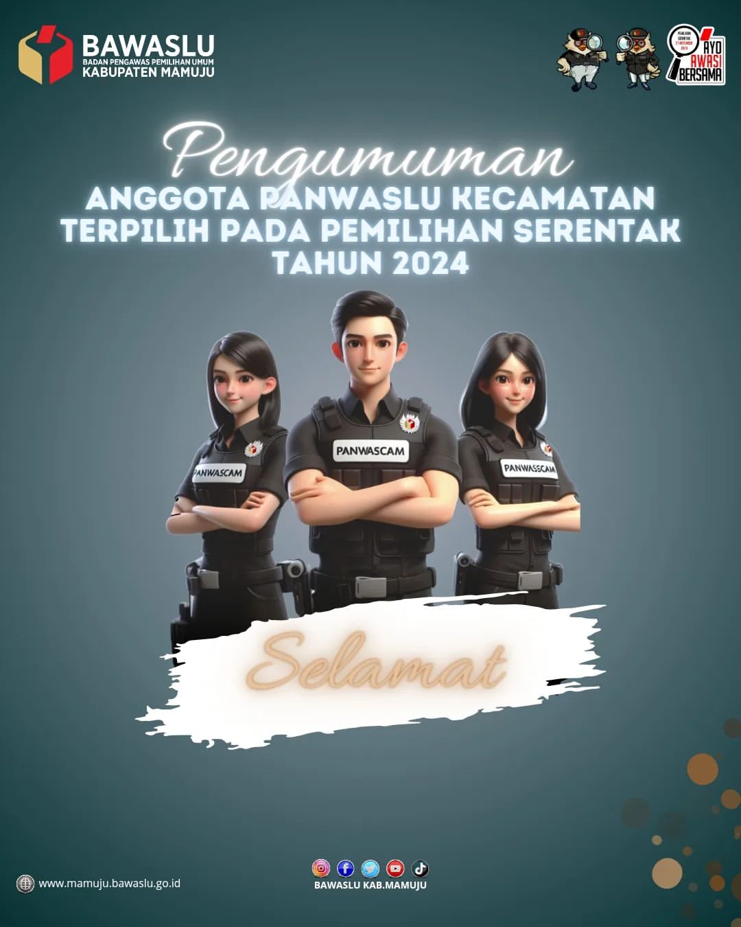 PENGUMUMAN NAMA-NAMA TERPILIH ANGGOTA PANWASLU KECAMATAN DALAM PEMILIHAN TAHUN 2024