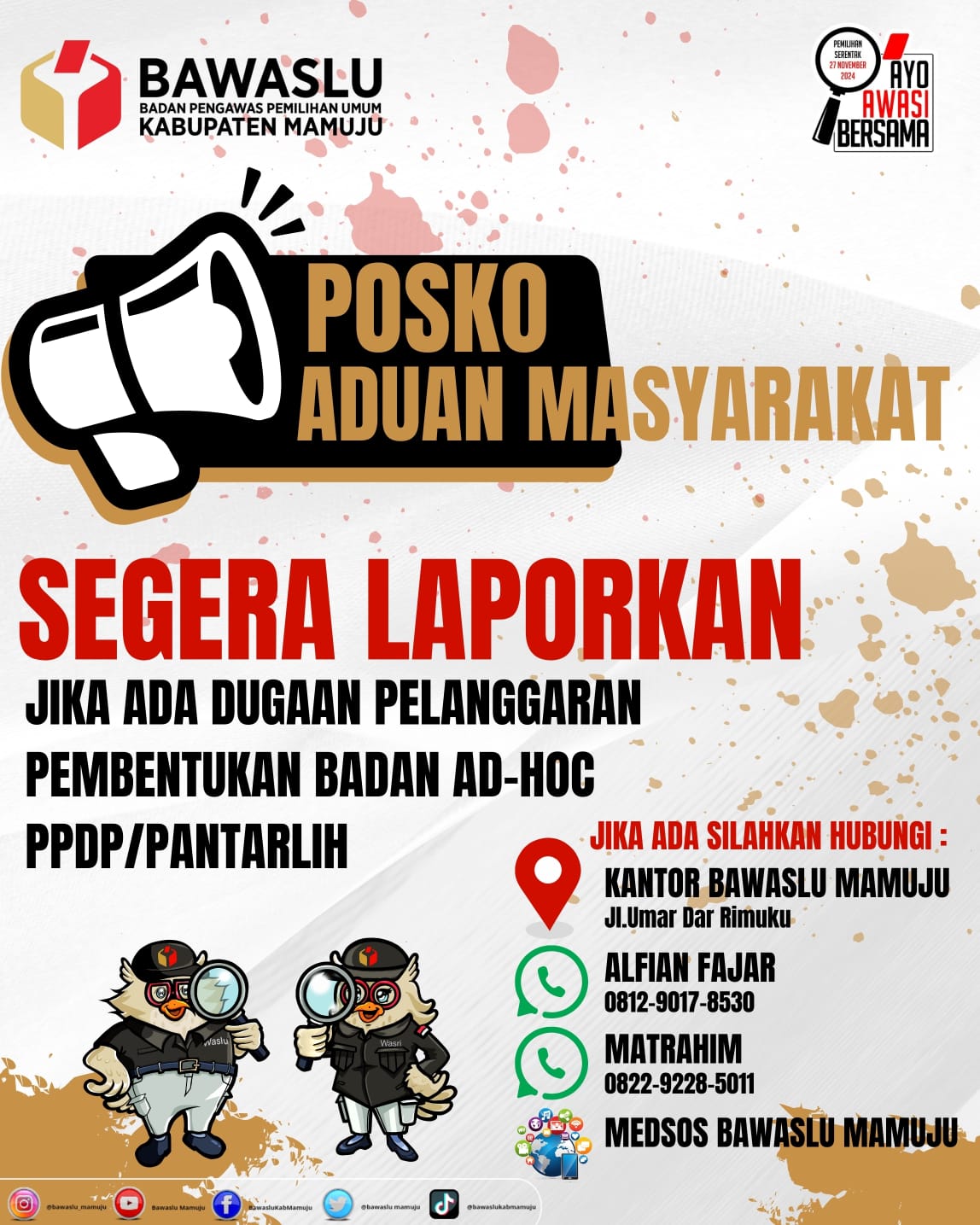 Maksimalkan Pencegahan, Bawaslu Mamuju Bersama Panwascam Buka Posko Aduan Pembentukan PPDP