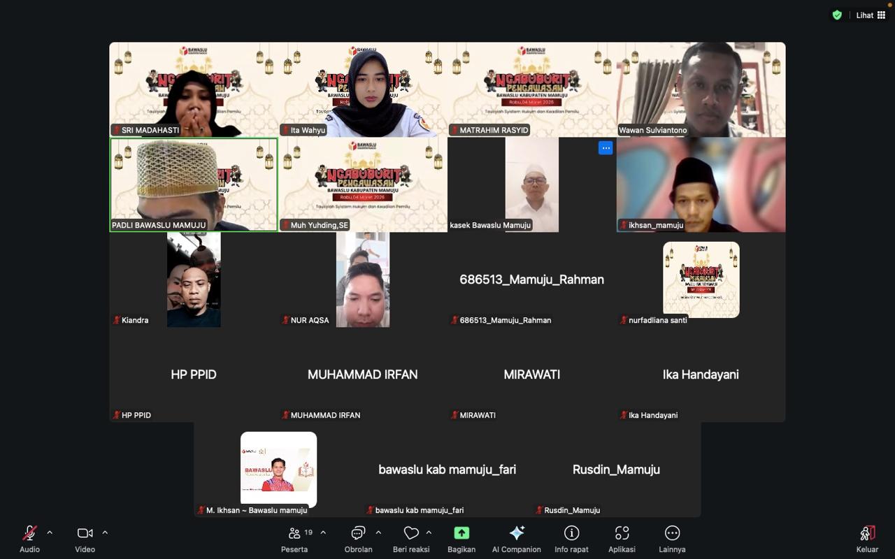 Meneguhkan Spirit Kelembagaan di Bulan Ramadhan, Bawaslu Kabupaten Mamuju Gelar Ngabuburit Pengawasan Secara Daring