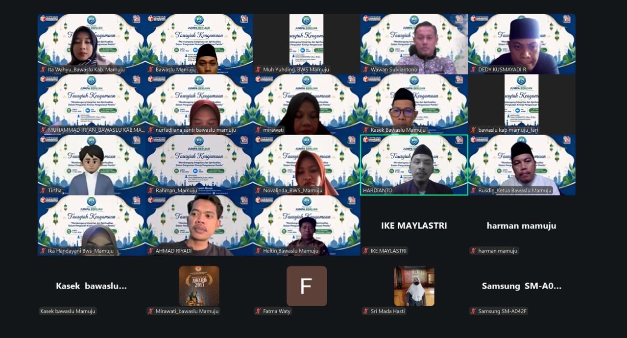 Bawaslu Mamuju Gelar Jumpa Berlian Melalui Zoom Meeting, Untuk Perkokoh Spiritualitas Pengawas Pemilu